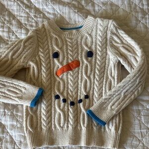 Cream Cable-Knit Sweater with Snowman Face Detail ☃️☃️